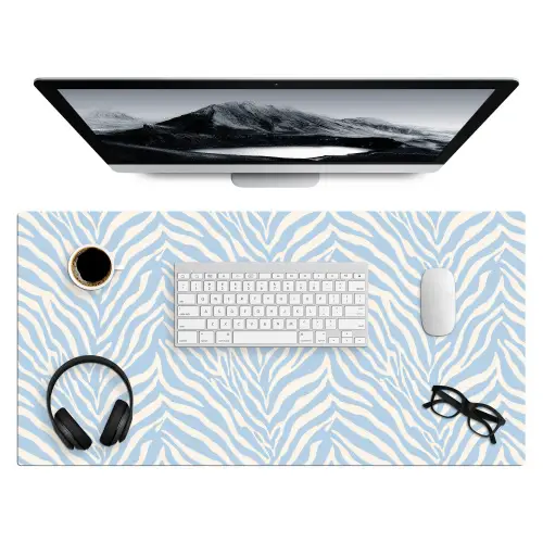 Zebra - Motief - Blauw - Wit Muismat XXL klein 681 -3d