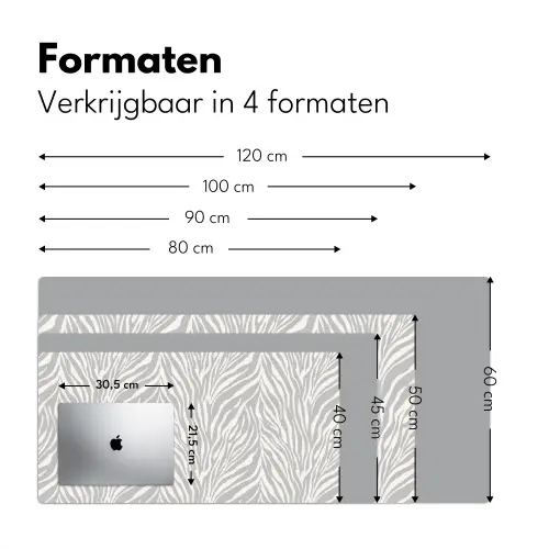 Zebra - Motief - Grijs Muismat XXL klein 681 -sfeer5