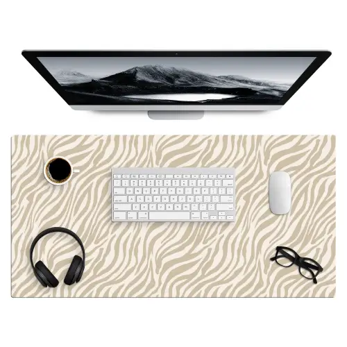 Zebra - Patroon - Beige Muismat XXL klein 681 -3d