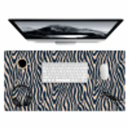 Zebra - Patroon - Blauw - Beige Muismat XXL klein 681 -3d