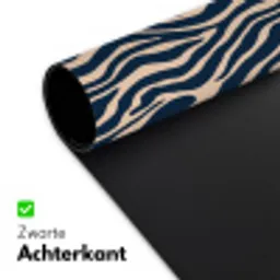 Zebra - Patroon - Blauw - Beige Muismat XXL klein 681 -sfeer2