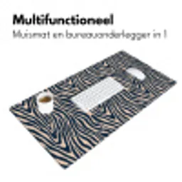Zebra - Patroon - Blauw - Beige Muismat XXL klein 681 -sfeer4