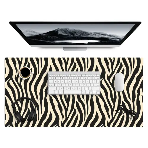 Zebra - Print - Klassiek - Zwart Muismat XXL klein 681 -3d