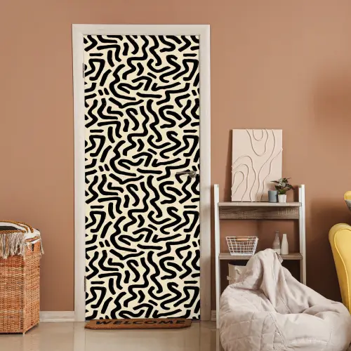 Abstract - Lijnen - Zwart deurposter klein 289 -sfeer1