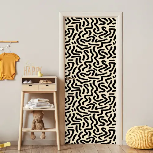 Abstract - Lijnen - Zwart deurposter klein 289 -sfeer4