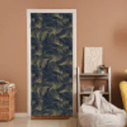 Abstract - Lijnen - Blauw - Goud deurposter klein 289 -sfeer1