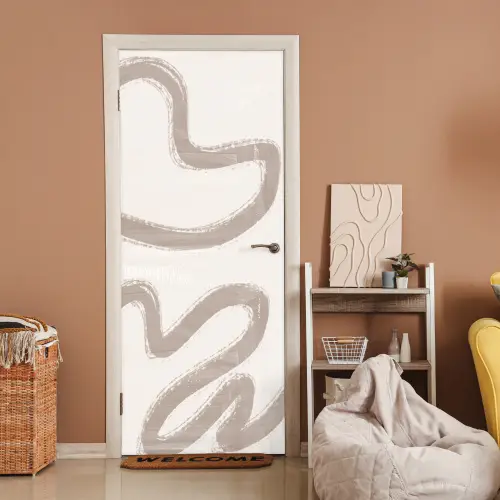 Abstract - Moderne kunst - Beige deurposter klein -sfeer1