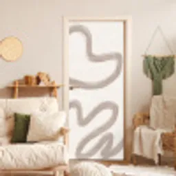 Abstract - Moderne kunst - Beige deurposter klein -sfeer2