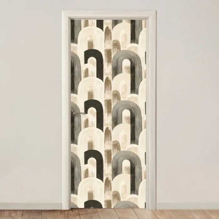 Abstract - Patroon - Bogen deurposter klein 289 -3d_beige