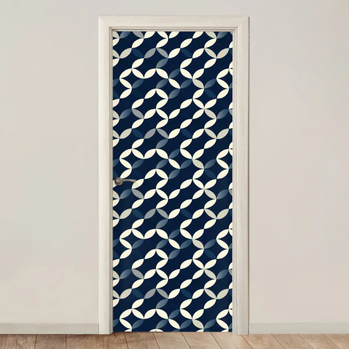 Abstract - Patroon - Blauw deurposter klein 289 -3d_beige