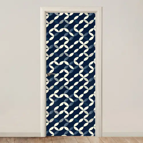 Abstract - Patroon - Blauw deurposter klein 289 -3d_beige