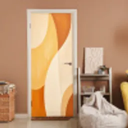 Abstract - Patroon - Modern - Beige - Oranje deurposter klein -sfeer1