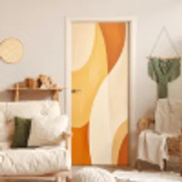 Abstract - Patroon - Modern - Beige - Oranje deurposter klein -sfeer2