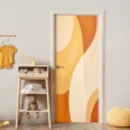 Abstract - Patroon - Modern - Beige - Oranje deurposter klein -sfeer4