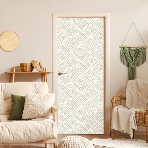 Abstract - Ruit - Beige deurposter klein 289 -sfeer2