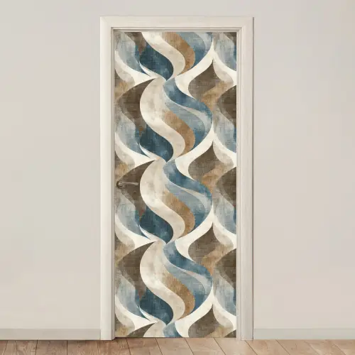 Abstract - Golven - Kleurrijk deurposter klein 289 -3d_beige