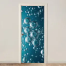 Luchtbellen - Dynamisch - Blauw deurposter klein -3d_beige