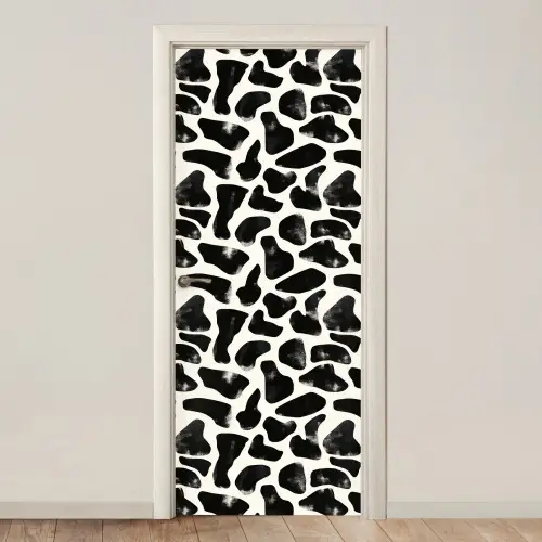 Dierenpatroon - Vlekken - Zwart - Wit deurposter klein 289 -3d_beige