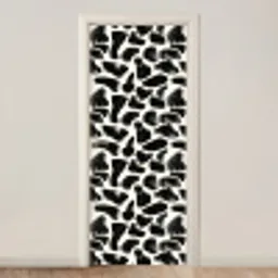 Dierenpatroon - Vlekken - Zwart - Wit deurposter klein 289 -3d_beige