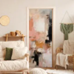 Kunst - Abstract - Beige - Verf deurposter klein -sfeer2