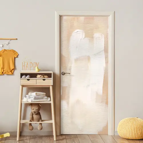 Kunst - Wit - Beige - Modern deurposter klein -sfeer4