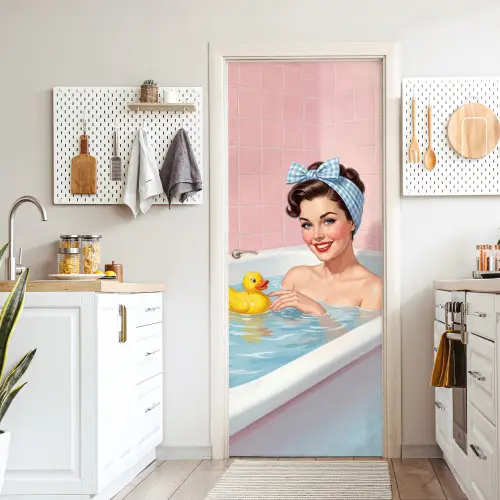 Badkamer - Eend - Blauw deurposter klein -sfeer5