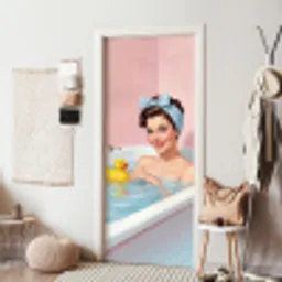 Badkamer - Eend - Blauw deurposter klein -sfeer6