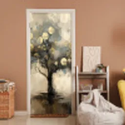 Beige - Abstract - Boom - Goud deurposter klein -sfeer1