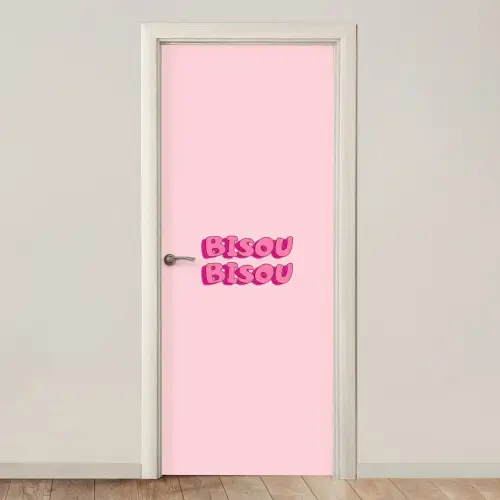 Bisou - Roze - Schaduw deurposter klein -3d_beige