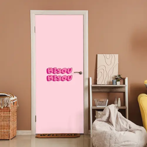 Bisou - Roze - Schaduw deurposter klein -sfeer1