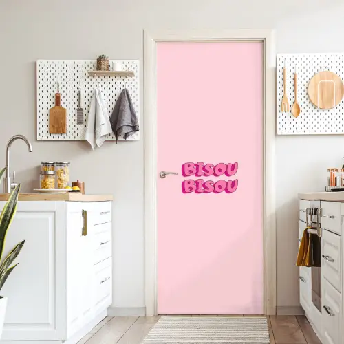 Bisou - Roze - Schaduw deurposter klein -sfeer5