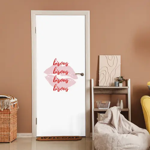 Bisous - Lip - Wit - Rood deurposter klein -sfeer1