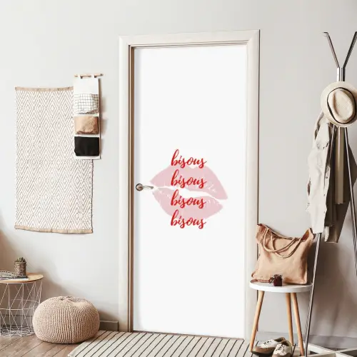 Bisous - Lip - Wit - Rood deurposter klein -sfeer6