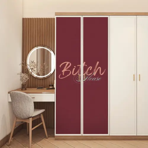 Bitch please - Rood - Blauw deurposter klein -sfeer3
