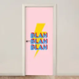 Blah - Bliksem - Roze deurposter klein -3d_beige