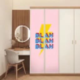 Blah - Bliksem - Roze deurposter klein -sfeer3
