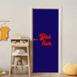 Blauw - Rood - Yes fun - 3D deurposter klein -sfeer4