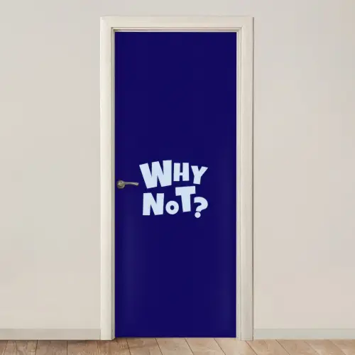 Blauw - Why not - Minimalistisch deurposter klein -3d_beige