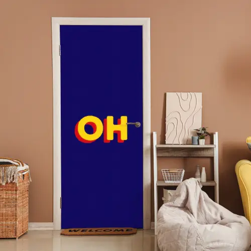 Blauw - Geel - OH - Schaduw deurposter klein -sfeer1