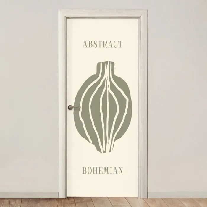 Boho - Groen - Abstract deurposter klein -3d_beige