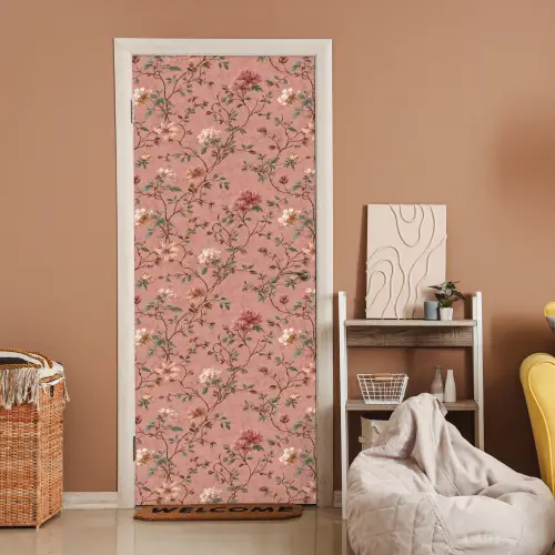 Botanisch - Bloemen - Roze deurposter klein 289 -sfeer1