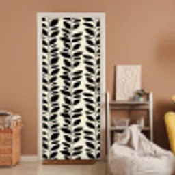 Botanisch - Dessin - Zwart - Beige deurposter klein 289 -sfeer1