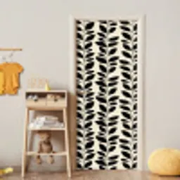 Botanisch - Dessin - Zwart - Beige deurposter klein 289 -sfeer4