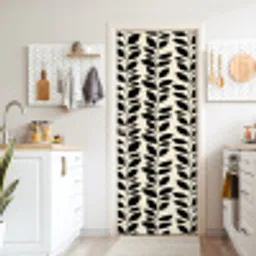 Botanisch - Dessin - Zwart - Beige deurposter klein 289 -sfeer5