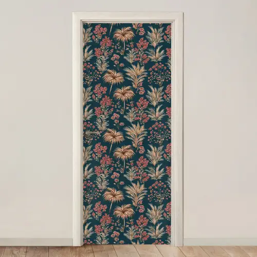 Botanisch - Patroon - Blauw deurposter klein 289 -3d_beige