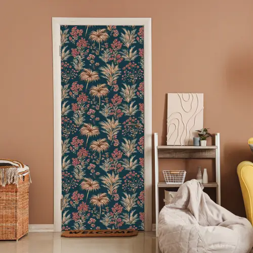 Botanisch - Patroon - Blauw deurposter klein 289 -sfeer1