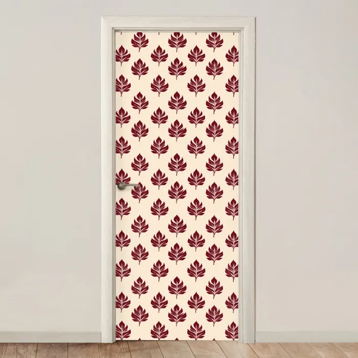Botanisch - Patroon - Bordeaux deurposter klein 289 -3d_beige