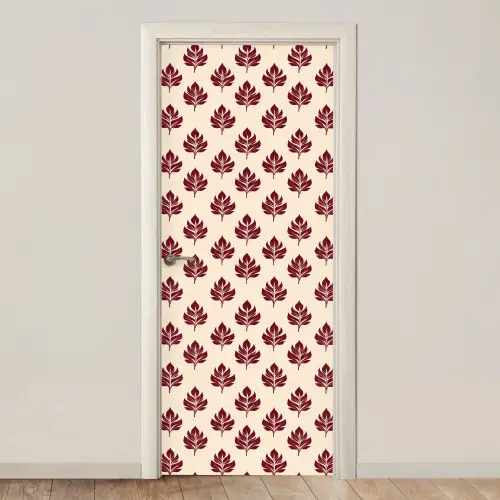 Botanisch - Patroon - Bordeaux deurposter klein 289 -3d_beige