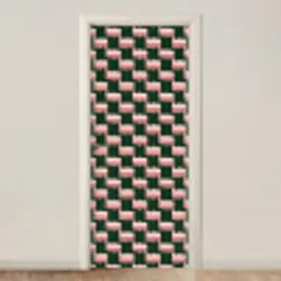 Vlechtpatroon - Groen - Roze - Geometrisch deurposter klein 289 -3d_beige