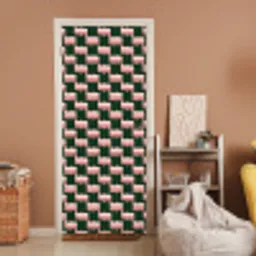 Vlechtpatroon - Groen - Roze - Geometrisch deurposter klein 289 -sfeer1